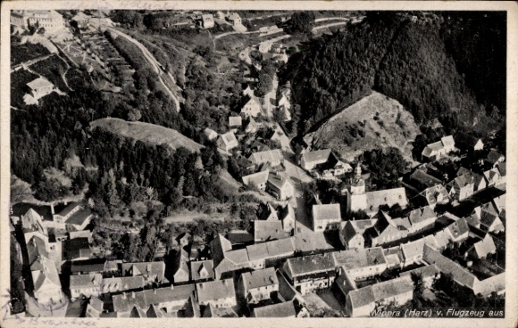 Postcard Wippra Sangerhausen am Harz, aerial photograph