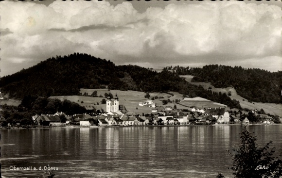 Postcard Obernzell an der Donau Lower Bavaria, beautiful landscape, water view, small town, church...