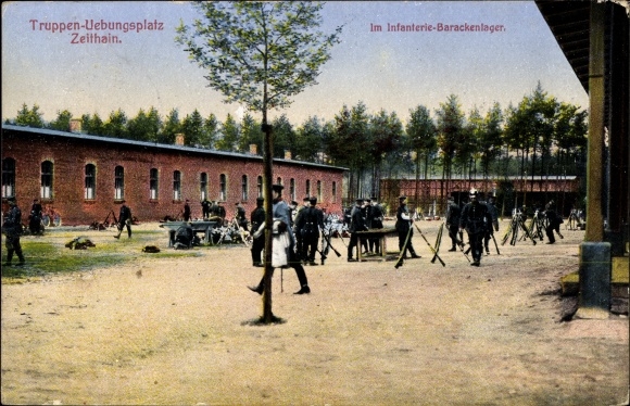Postcard Zeithain in Saxony, military training area, infantry barrack camp