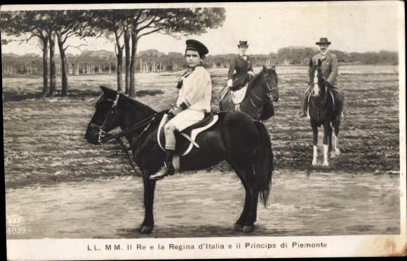 Postcard Vittorio Emanuele III., king Viktor Emanuel III., Prince of Piedmont, Pony