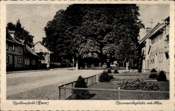 Ak Ballenstedt im Harz, Bismarckplatz, Allee