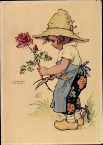 Artist PC Lungershausen, Ilse Wende, girl with a rose