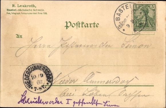 Chromo-Litho Lohmen in the Elbe Sandstone Mountains, bastion, bastion bridge, bastion rock