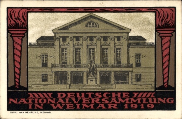 Stone print Postcard Weimar in Thuringia, German National Assembly 1919