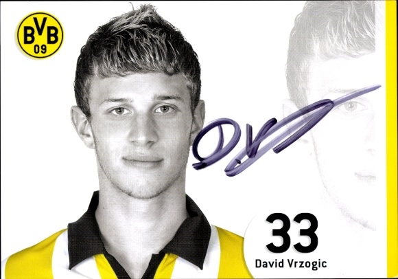 Autograph card footballer David Vrzogic, BVB 09, Borrussia Dortmund, autograph
