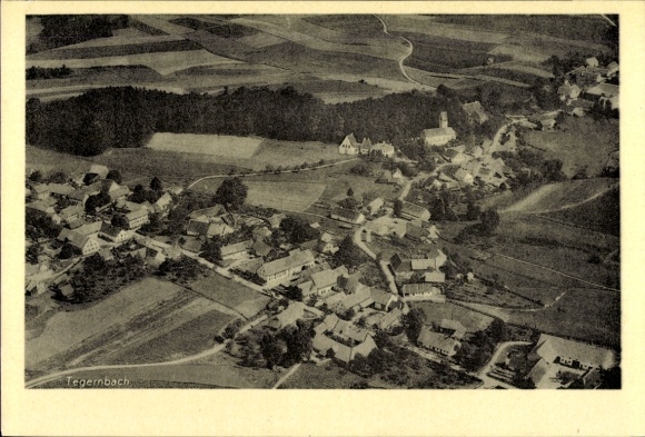 Postcard Tegernbach Rudelzhausen in Upper Bavaria, aerial photograph
