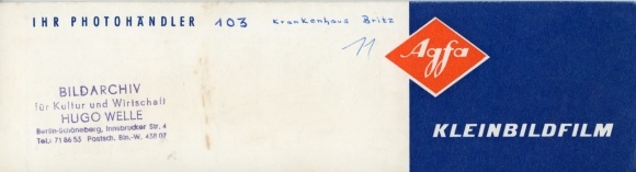 Contact print photos Berlin Neukölln Britz, Britz Hospital, 15 photos approx. 4x2 cm, negatives enclosed
