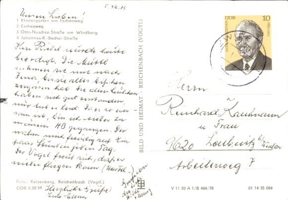Postcard Zwickau in Saxony, Kindergarten at Eschenweg, Eschenweg, Otto-Nuschke-Straße