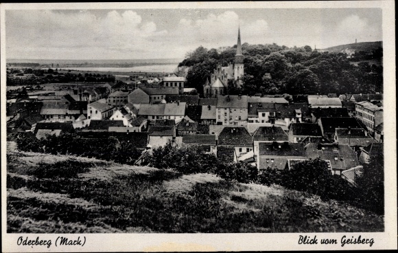 Postcard Oderberg in the Mark, panorama from the Geisberg