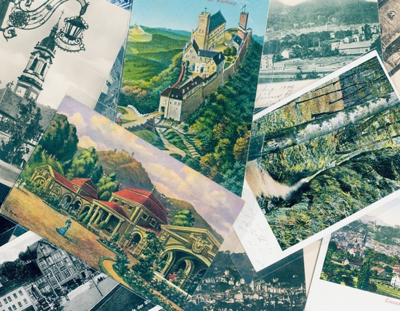 58 Ansichtskarten Eisenach mit Wartburg, 50 kleinformatig, 8 großformatig