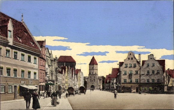 Postcard Augsburg in Swabia, city view, Jakober-Vorstadt, r style, building