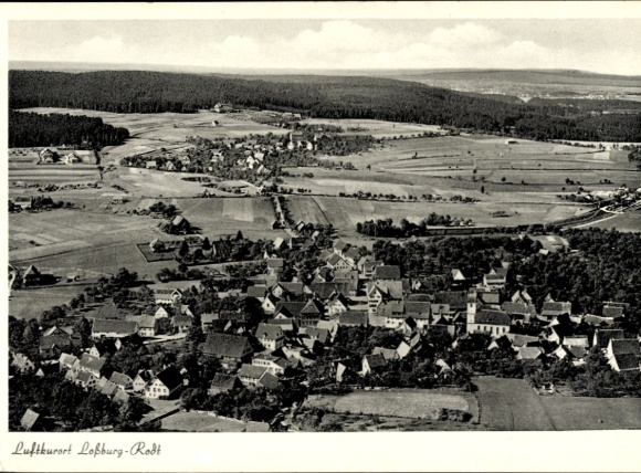 Ak Loßburg im Schwarzwald, Luftaufnahme von Loßburg-Rodt, ländliche Umgebung, Häuserzeilen