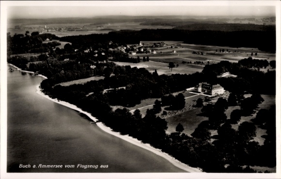 Postcard Buch am Ammersee Inning Upper Bavaria, aerial photograph
