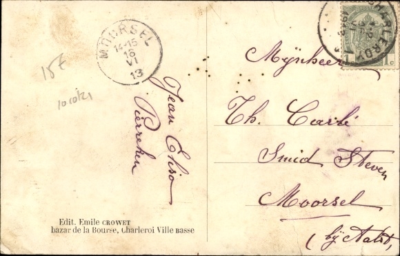 Postcard Charleroi Wallonia Hainaut, La Gare, train station, carriages