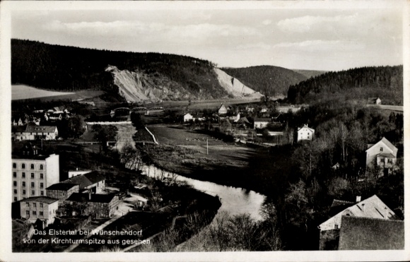 Ak Wünschendorf an der Elster, Das Elstertal, Panorama