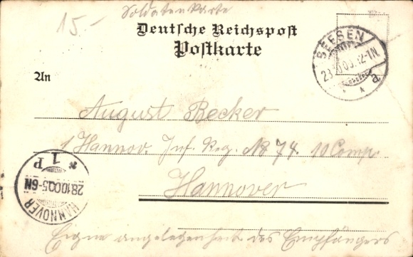 Ak Herrhausen Seesen in Niedersachsen, Gasthof Fr. Isebeck, Kirche, Pfarre, Schule