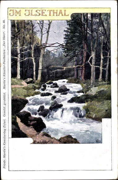 Kunstenaarskaart Bahndorf, Heribert, Ilsenberg, stroomversnellingen in het Ilsethal
