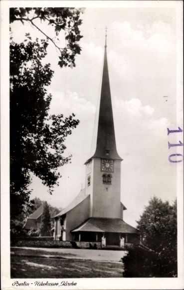 Postcard Berlin Zehlendorf Nikolasee, Church