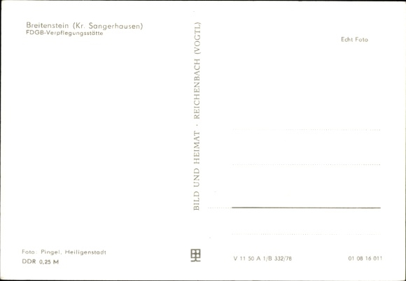 Postcard Breitenstein Südharz, FDGB catering facility