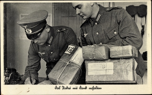 Postcard Wehrmacht, received the package with thanks