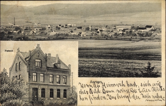 PC Aerzen im Weserbergland, post office, overall view of the village