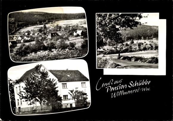 Postcard Willmenrod im Westerwald, Pension Schübbe, exterior view, town view