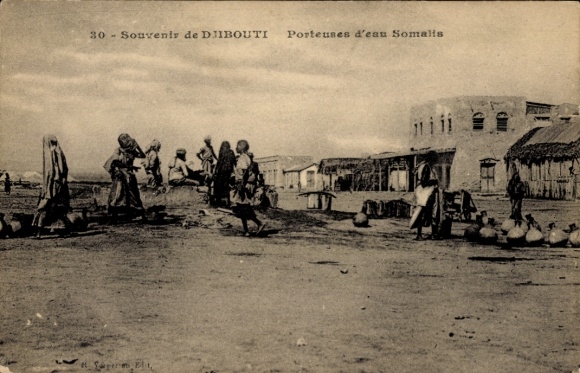 Postcard Djibouti, Somali water carriers