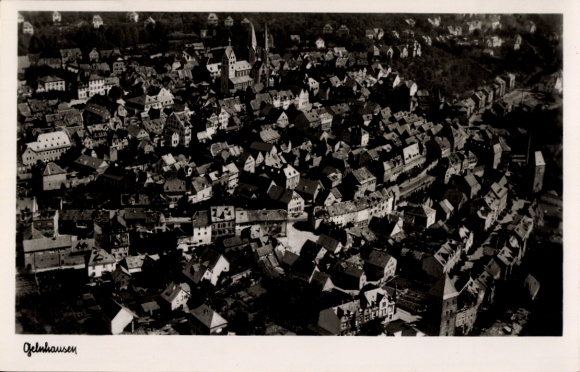 Postcard Gelnhausen in Hesse, aerial photograph