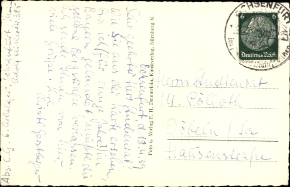 Postcard Ochsenfurt am Main Unterfranken, Adolf Hitler Strasse, half-timbered houses