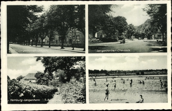 Postcard Hamburg Nord Langenhorn, Langenhorner Chaussee, family pool