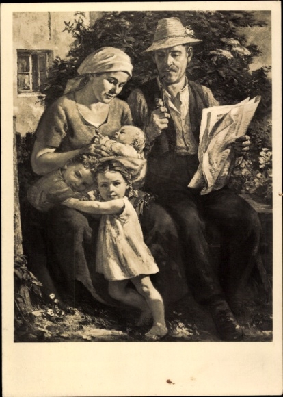Künstler Ak Heymann, Richard, Friedliche Stunde, Familie, HDK 501