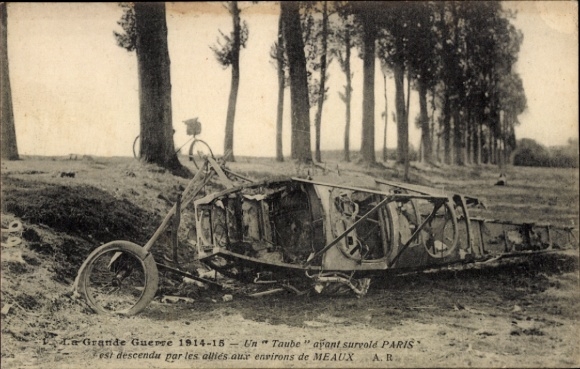 Ak Meaux Seine-et-Marne, Un Taube avant survole Paris est descendu par les allies, 1. Weltkrieg