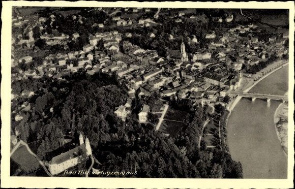 Postcard Bad Tölz in Upper Bavaria, aerial photograph