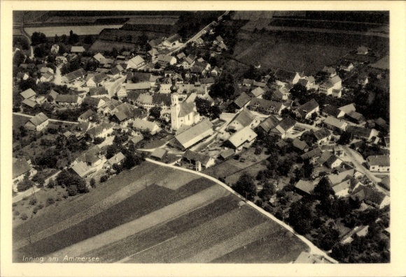 Postcard Inning am Ammersee Upper Bavaria, aerial photograph