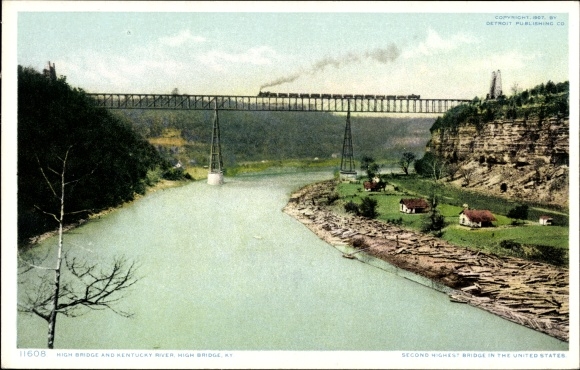 Ak Kentucky de V.S., Hoge Brug, de Rivier van Kentucky