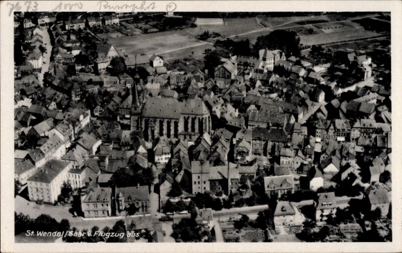 Postcard St. Wendel in Saarland, aerial photograph