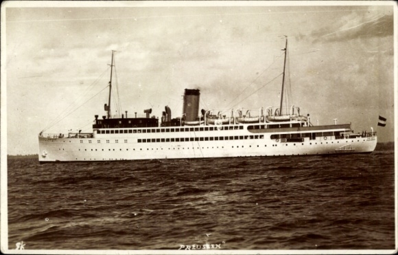Foto Ak Seemotorschnellschiff Preußen, Reederei Braeunlich Stettin, Seedienst Ostpreußen