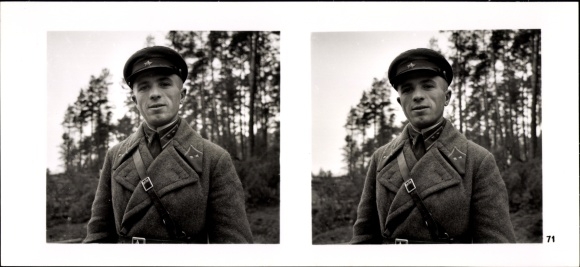 Stereo spatial image photo &quot;The soldiers of the leader in the field&quot;, no. 71, Russ. Officer, demarcation line