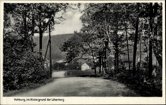 Postcard Hohburg Lossatal in Saxony, local section, forest path, Löbenberg, Inn zum Löbenberg