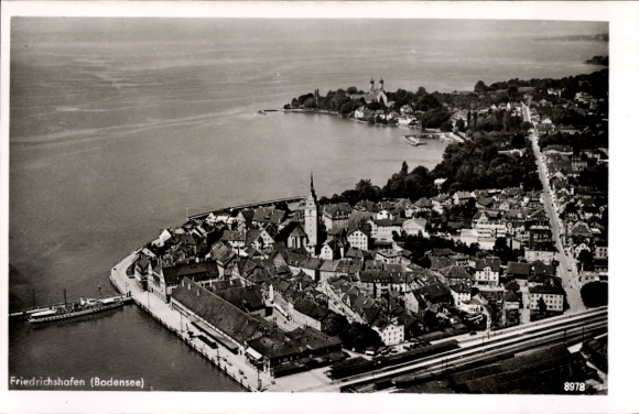 Postcard Friedrichshafen on Lake Constance, aerial photograph