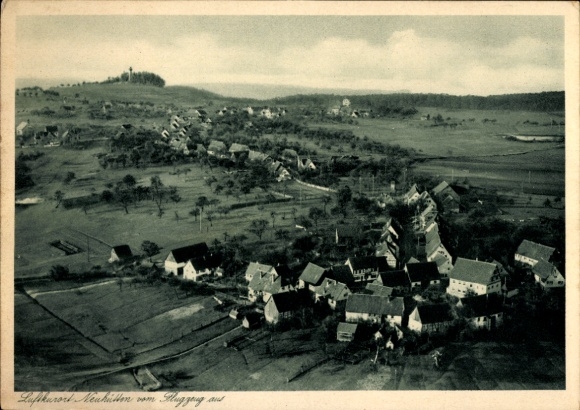 Postcard Kreuzle Neuhütten Wüstenrot in Württemberg, aerial view of rural surroundings, houses, free holidays