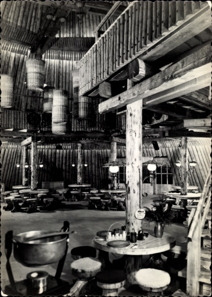 Postcard Sosa Eibenstock in the Ore Mountains, consumption restaurant Meiler, interior