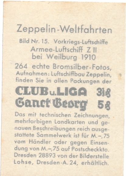 Collective picture Zeppelin world trips picture 15 pre-war airships, army airship Z II near Weilburg