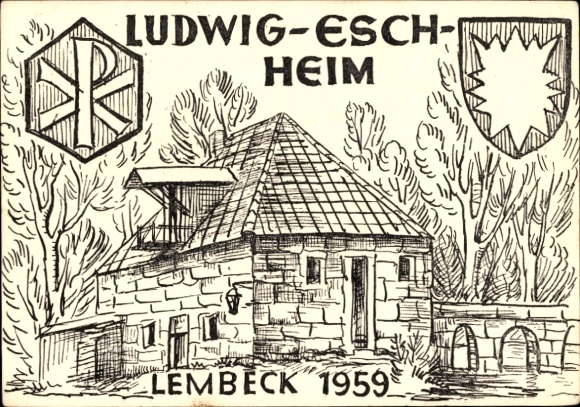 Artist Postcard Lembeck Dorsten in Westphalia, Ludwig Esch Heim, 1959, coat of arms