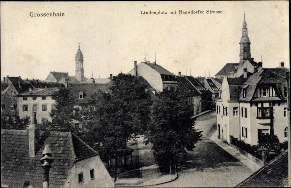 Ak Grossenhain Sachsen, Lindenplatz met Naundorfer Strasse