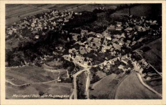 Postcard Mellingen in Thuringia, aerial photograph