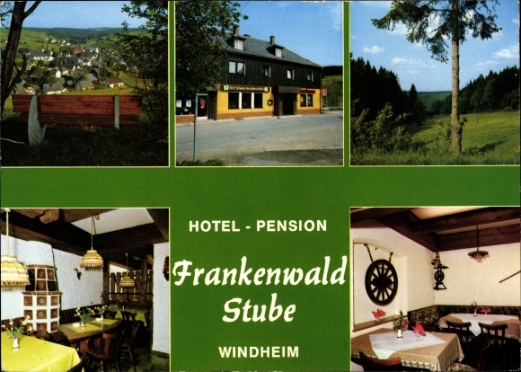 Postcard Windheim Steinbach am Wald Oberfranken, Hotel-Pension Frankenwald Stube, town view