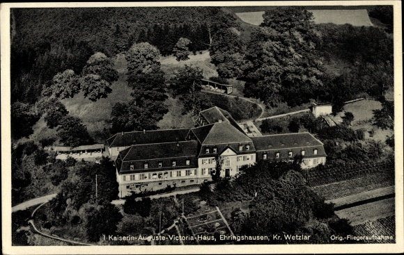 PC Ehringshausen in Hesse, Empress Auguste Victoria House, Wetzlar district, aerial photograph