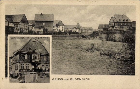 Postcard Budenbach in the Hunsrück, inn of August Petry
