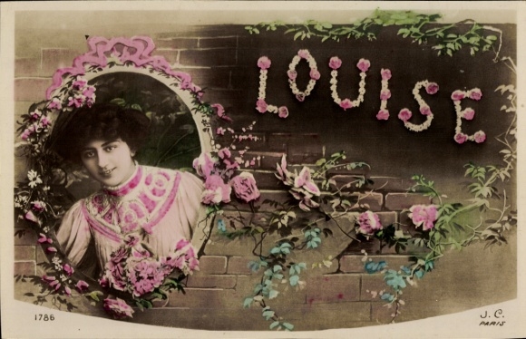 Letters Postcard First Name Louise, Woman portrait
